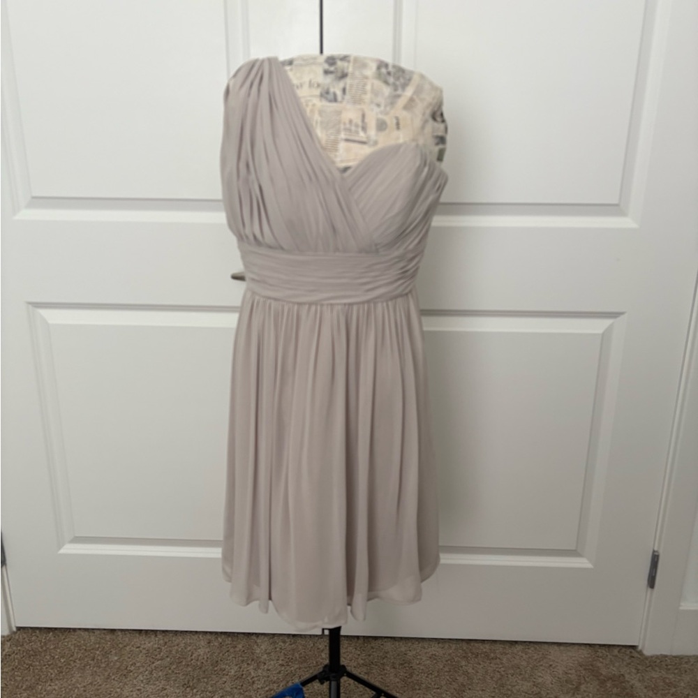 Watters One Shoulder Gray Bridesmaid Dress